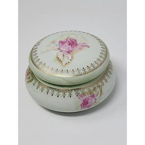 Antique‎ Hand Painted Roses Nippon Powder/Trinket Bowl With Lid